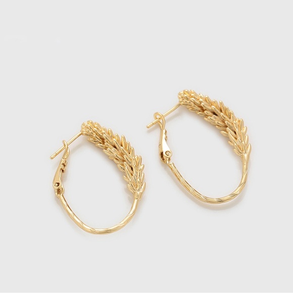 Spike Hoop Earrings 14k Gold Plated Luxury Jewelry - Picture 5 of 10